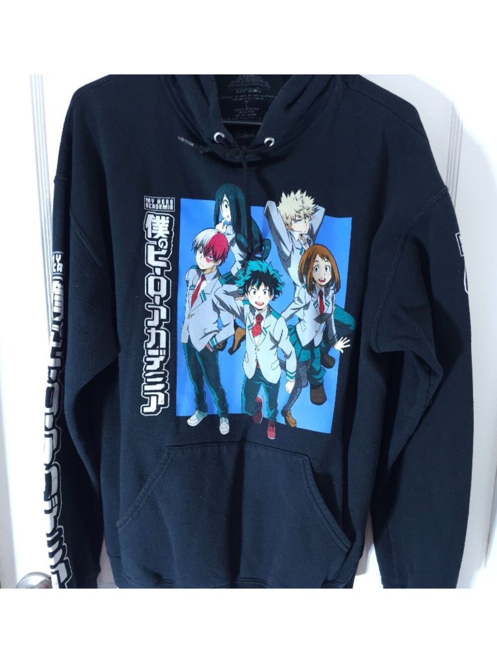 My Hero Academia Hoodie Black With Anime Pullover Sweatshirt Unisex Size Large